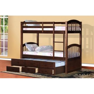 Magnolia Home Twin Over Twin Standard Bunk Bed with Trundle and 3