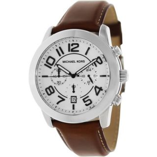 Michael Kors Mens Mercer MK8323 Brown Leather Quartz Watch with White