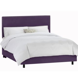 Nail Button Border Velvet Upholstered Bed   Standard Beds