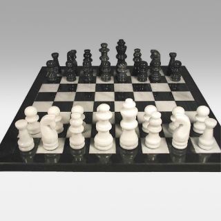 Black and White Marble Chess Set   Chess Sets