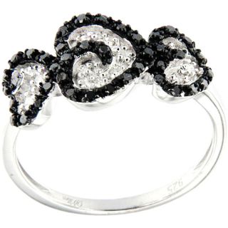 Pearlz Ocean 1/3ct TDW Black and White Diamond Hearts Ring (H I, SI1