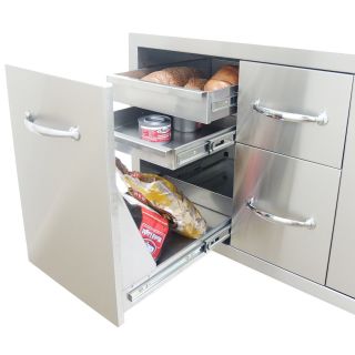 Sunstone Grills Classic Series 42 in. Multi Storage Warming & Storage Tank Tray Slide Out   Outdoor Kitchens