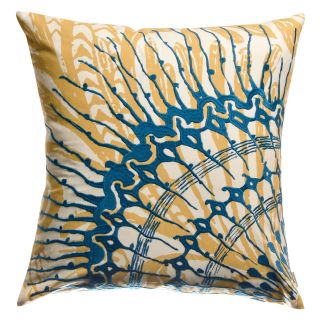 Koko Company 18 in. Water Square Pillow   Blue/Mustard   Decorative Pillows