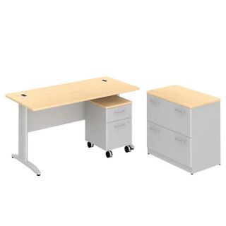 Bush BBF Sector 60 x 30 inch Rectangular Desk with 2 Drawer Lateral