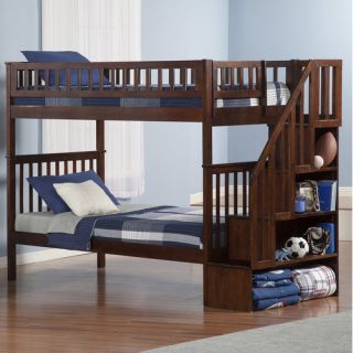 Atlantic Furniture Woodland Twin Over Twin Bunk Bed with Staircase