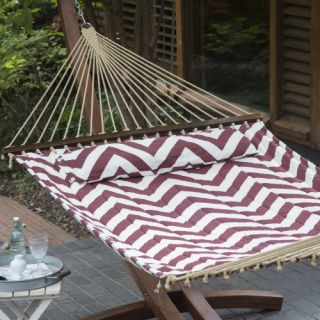 Island Bay 13 ft. Chevron Stripe Quilted Hammock with Wood Stand   Hammocks
