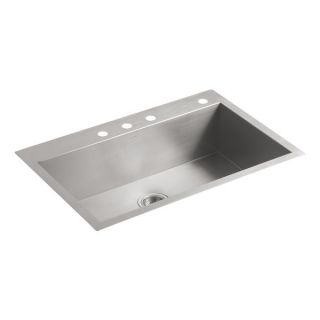 KOHLER K 3821 4 NA Vault Large Single Kitchen Sink with Four Hole