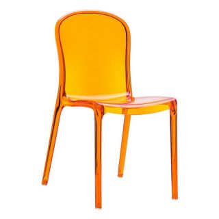 Compamia ISP033 TORA Victoria Polycarbonate Modern Dining Chair   Transparent Orange   Set of 2