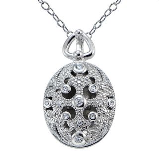 ICZ Stonez Sterling Silver Cubic Zirconia Filigree Cross Necklace