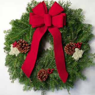 22 Fresh Acadia Christmas Wreath with Bow by Harbor Farm