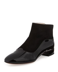 Giorgio Armani Patent/Suede Ankle Boot, Black