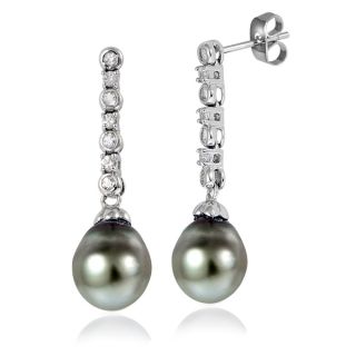 Glitzy Rocks Sterling Silver 11mm Tahitian Cultured Pearl and White