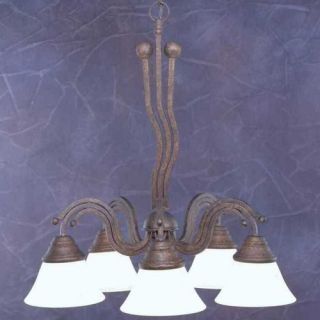 Wave 5 Light Chandelier with Marble Glass Shade
