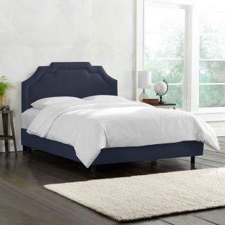 Notched Border Linen Upholstered Bed   Standard Beds