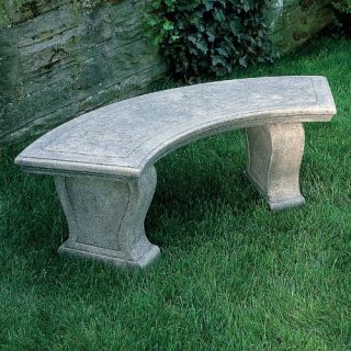Campania International Curved Leaf Cast Stone Backless Garden Bench   Outdoor Benches