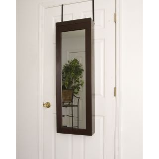 Wall Mount Over The Door Lighted Jewelry Armoire   Espresso   14W x 48H in.
