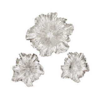Traditional Distressed Silver 3D Floral Wall Art (Set of 3)   17346779