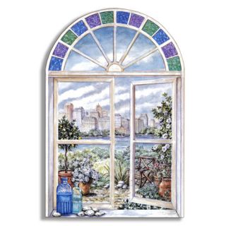 Stupell Industries Stained Glass Faux Window Scene Painting Print