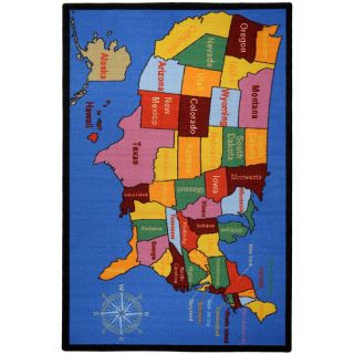 Kids Educational United States Map and Cities Non skid Area Rug (43