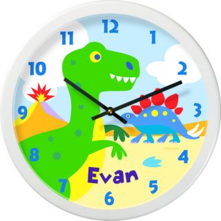 Dinosaur Land Personalized 12 Wall Clock by Olive Kids