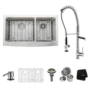 Kraus Kitchen Combo Set Stainless Steel 33 inch Farmhouse Sink with