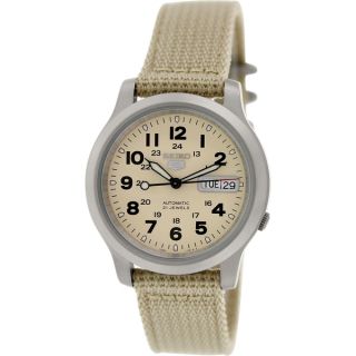 Seiko Mens 5 Automatic SNKN27K Beige Nylon Automatic Watch   16930598