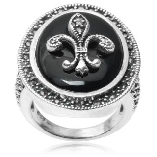 Journee Collection Sterling Silver Marcasite Fleur di lis Ring