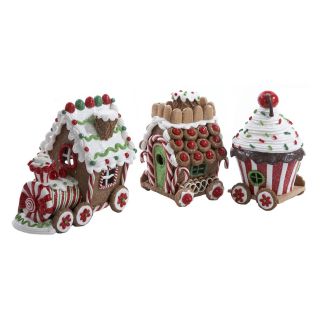 Kurt Adler 4.3 in. Claydough 3D LED Gingerbread Train   Set of 3