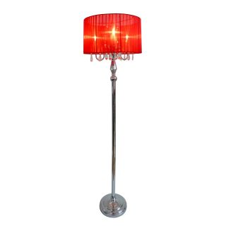 Elegant Designs Trendy Sheer Red Shade Floor Lamp with Hanging Crystals   Floor Lamps