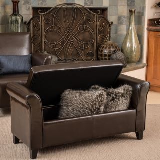 Christopher Knight Home Guernsey Brown Bonded Leather Storage Ottoman