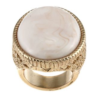Goldtone Created Moonstone Flower Fashion Ring