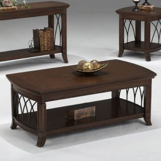 Bernards Cathedral Cherry with Metal Coffee Table   Coffee Tables