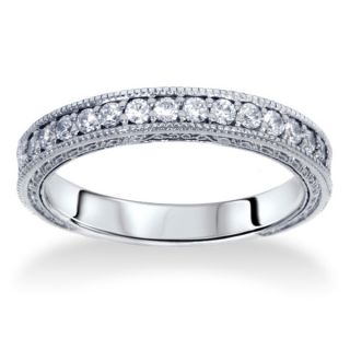 Bliss 14k White Gold 1/3ct TDW Diamond Wedding Ring with Scroll
