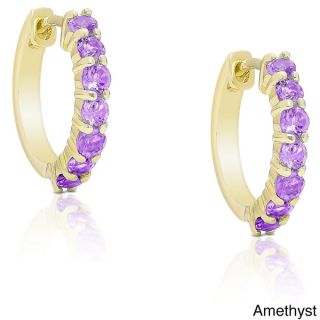 Dolce Giavonna Gold Over Sterling Silver Gemstone Hoop Earrings