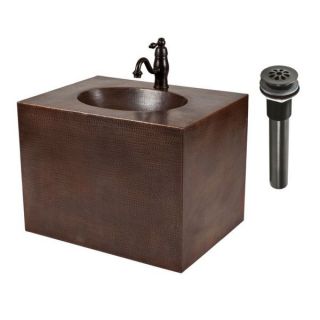 24 inch Hand Hammered Copper Wall Mount Vanity and Faucet Combo