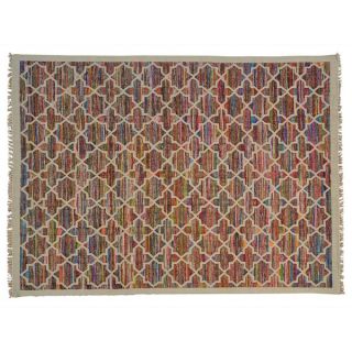 Handmade Reversible Durie Kilim Wool and Sari Silk Rug (88 x 12