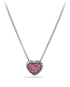 David Yurman Heart Pendant Necklace with Pink Sapphire