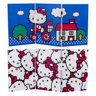 Oriental Furniture 2 ft. Double Sided Hello Kitty Bicycle Canvas Room Divider   Room Dividers