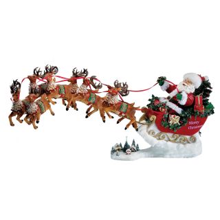 Kurt Adler 24 in. Fabriche Musical Santa with Eight Reindeer