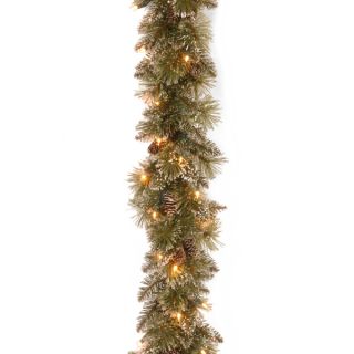 10 Glittery Bristle Pine Garland with50 Battery Operated Soft