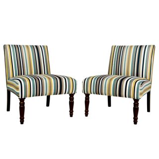angeloHOME Bradstreet Shoreline Stripe Blue Upholstered Armless Chair