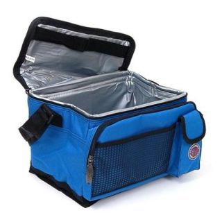 New Deluxe Lunch Bag Cooler Box Insulated Large Multiple Pockets Shoulder Strap Blue One Size