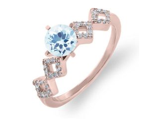 1.61 Ct Sky Blue Topaz 18K Rose Gold Plated Silver Engagement Ring
