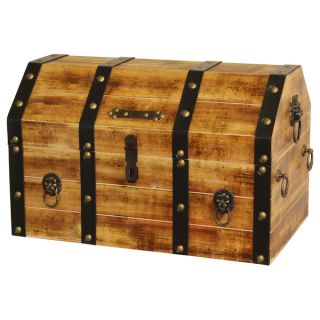 Large Wooden Pirate Lockable Trunk with Lion Rings   16895770