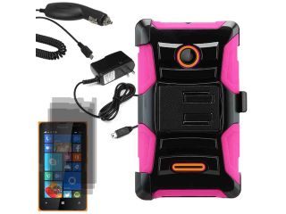 Armor Hard Shell Holster Combo Case Microsoft Lumia 435 3 LCD Car Home Charger