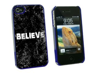 Believe   Christian Religious Inspirational   Snap On Hard Protective Case for Apple iPhone 4 4S   Blue