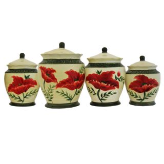 Poppy Hand painted Food Storage Canister 4 piece Set   17339803