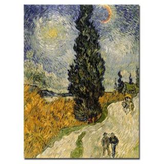 Trademark Fine Art 24 in. x 32 in. Road with Cypresses Canvas Art BL0005 C2432GG