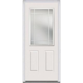 Milliken Millwork 32 in. x 80 in. Classic Clear Glass PIM 1/2 Lite 2 Panel Painted Builder's Choice Steel Prehung Front Door Z007021L