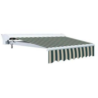 Advaning 18 ft. Luxury L Series Semi Cassette Electric w Remote Retractable Patio Awning (118 in. Projection) Green/Beige Stripes EA1810 A808H2